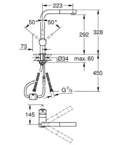 GROHE Minta Keukenkraan - L Uitloop - Uittrekbare Handdouche - RVS - 32168DC0 -WerkPro Verkoopwinkel 1000x1200 17