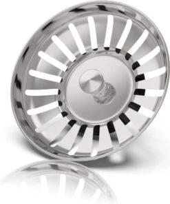 RVS Gootsteen Korfplug Afvoerplug Keuken - Geen Verstopping – Spoelbak Zeef - Afvoerstopper – Gootsteen Zeef - 84 Mm