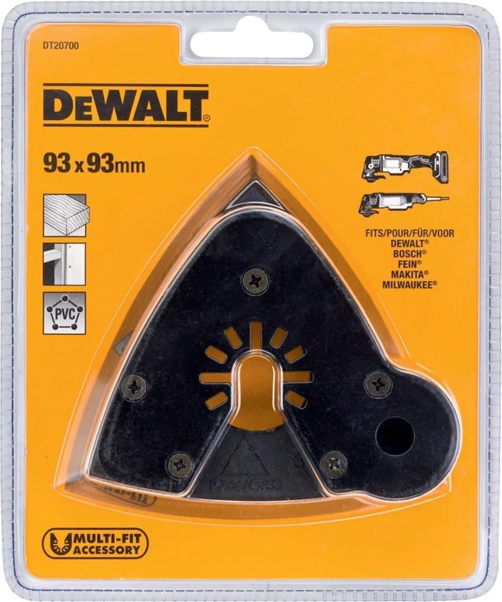 DeWalt DT20700 Universeel Multitool Schuurplateau - 93x93x93mm 3 DeWalt DT20700 Universeel Multitool Schuurplateau - 93x93x93mm