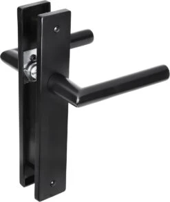 Impresso London Deurklink Zwart – Deurbeslag - Binnendeur – Deurkruk Met Schild – Blind – Langwerpig Deurschild – 230 X 40 X 9 Mm