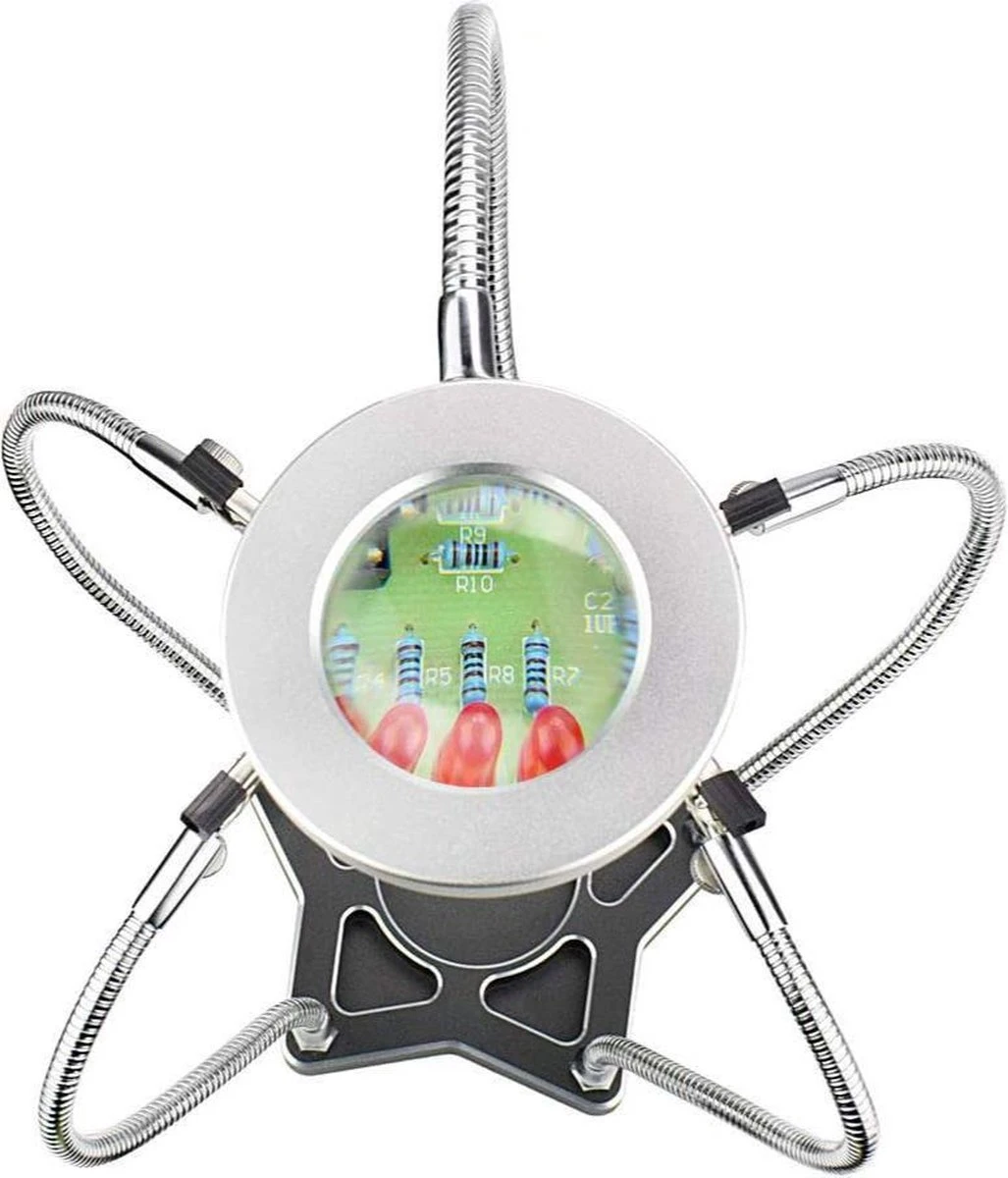 Allteq - Derde Hand - Soldeerhulp - Loep - 3/5x Vergroting - 5 Krokodilklemmen - Led 4 Allteq - Derde Hand - Soldeerhulp - Loep - 3/5x Vergroting - 5 Krokodilklemmen - Led - Afbeelding 2