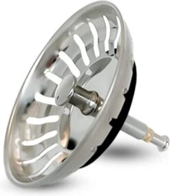 Gootsteen Afvoerstop 82 Mm Met Verstelbare Hoogte Korfplug - Afvoerplug - Spoelbak Zeef - RVS