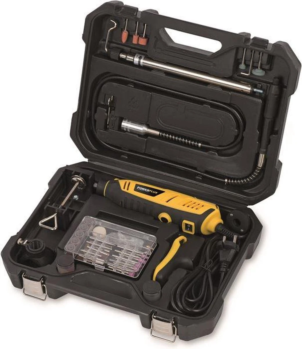 Powerplus POWX1341 Roterende Multitool - Multifunctioneel Gereedschap - 200W - Roterend - Variabele Snelheid - Digitale Display - Incl. Statief, Flexibele As, 2 Opzetstukken, 126 Accessoires En Gereedschapskoffer 8 Powerplus POWX1341 Roterende Multitool - Multifunctioneel Gereedschap - 200W - Roterend - Variabele Snelheid - Digitale Display - Incl. Statief, Flexibele As, 2 Opzetstukken, 126 Accessoires En Gereedschapskoffer - Afbeelding 6