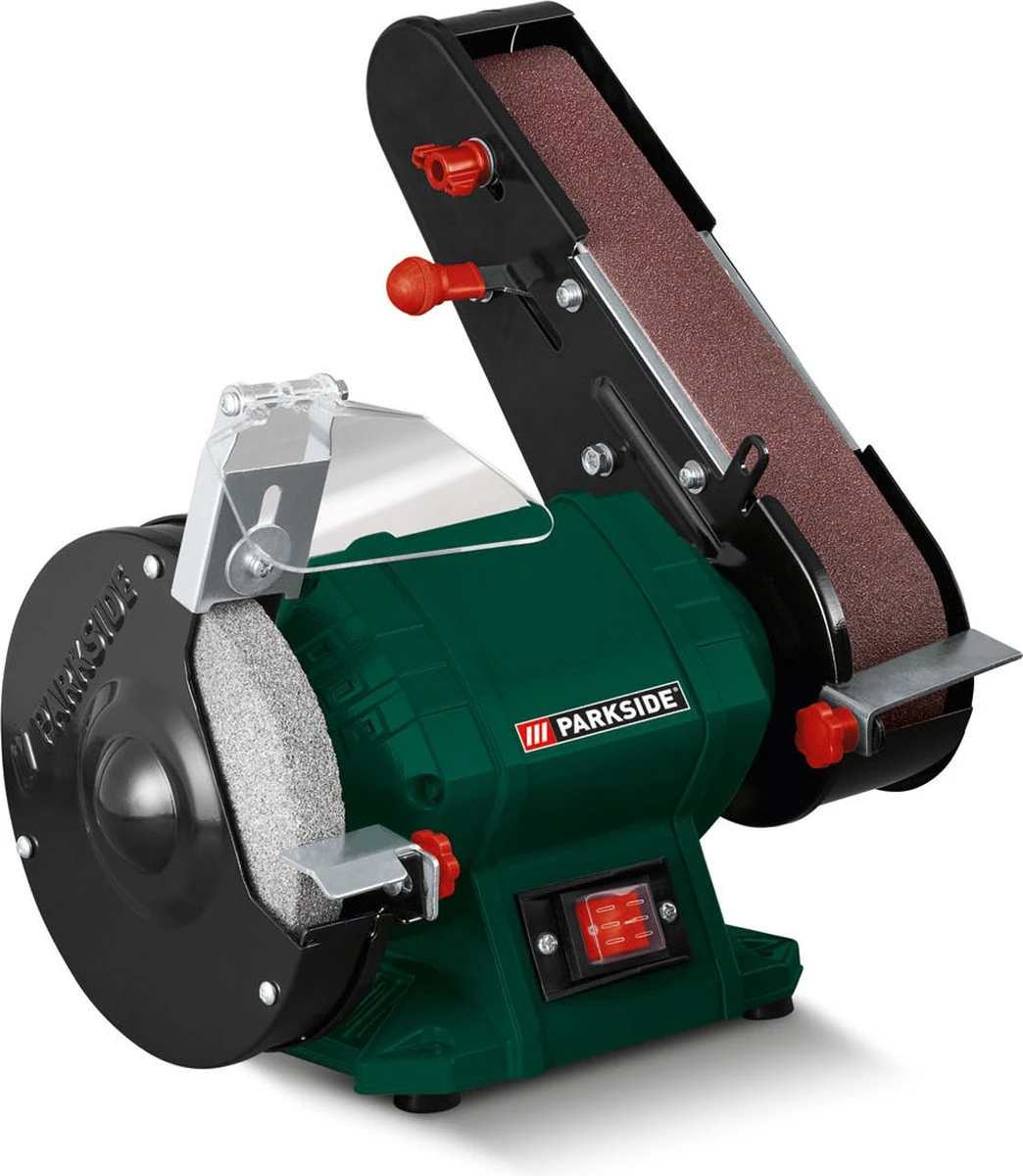 PARKSIDE Staande Bandschuur- En Slijpmachine - Slijp-/schuuroppervlak: Ø150 Mm / 50 X 686 Mm - Snelheid: 23 M/sec. (schuurschijf) Of 15 M/sec. (schuurband) - Vermogen: 240 W - Toerental: 2980 Min-¹ - Ideaal Om Metaal, Hout En Kunststof Te Bewerken 4 PARKSIDE Staande Bandschuur- En Slijpmachine - Slijp-/schuuroppervlak: Ø150 Mm / 50 X 686 Mm - Snelheid: 23 M/sec. (schuurschijf) Of 15 M/sec. (schuurband) - Vermogen: 240 W - Toerental: 2980 Min-¹ - Ideaal Om Metaal, Hout En Kunststof Te Bewerken - Afbeelding 2