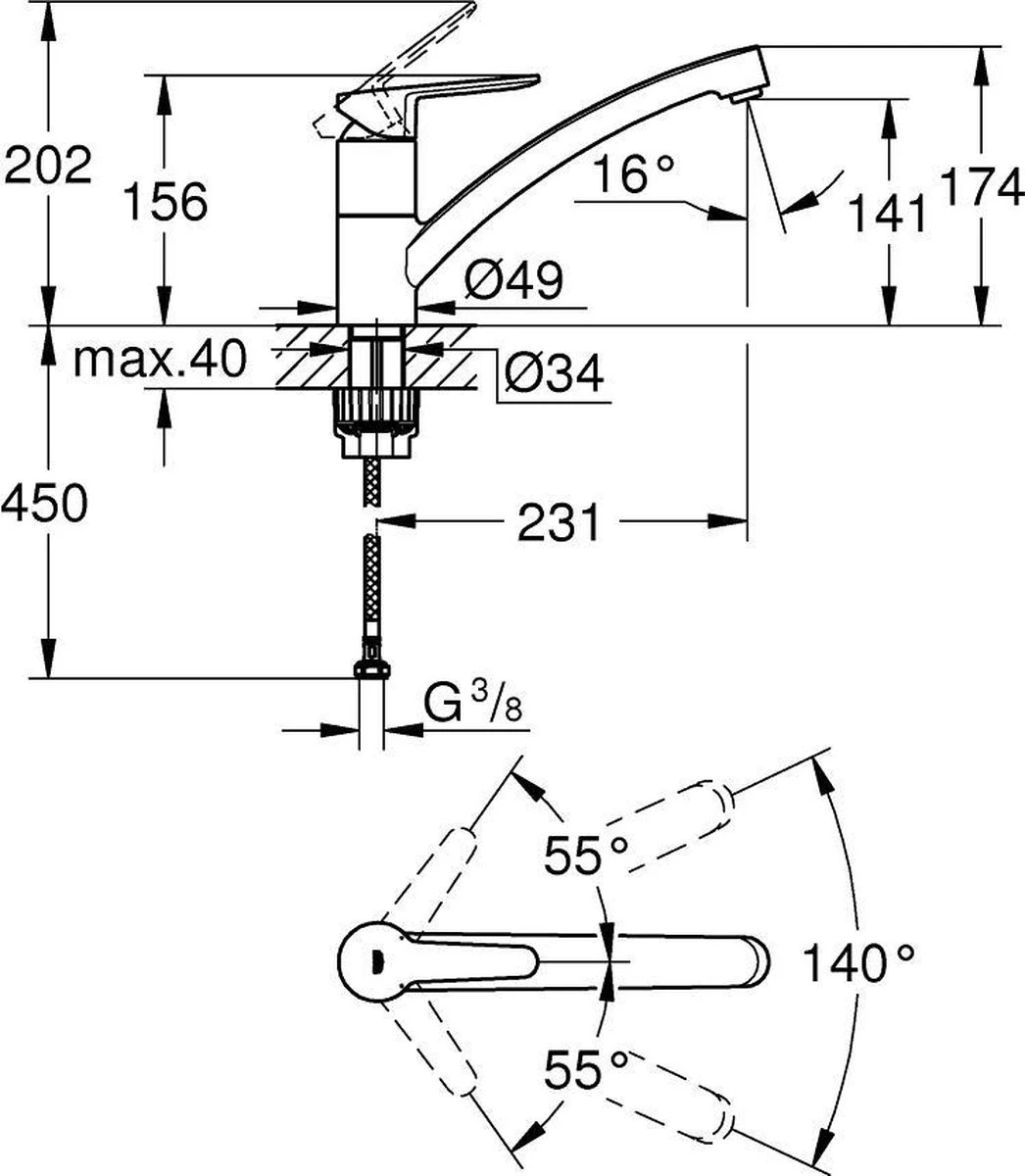 GROHE QuickFix StartEco Keukenmengkraan - Medium Draaibare Uitloop - Chroom - 31685000 10 GROHE QuickFix StartEco Keukenmengkraan - Medium Draaibare Uitloop - Chroom - 31685000 - Afbeelding 8
