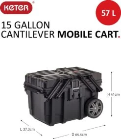 Keter Cantilever Mobile Gereedschapskoffer Job Box - 37,3x64,4x41cm - Zwart -WerkPro Verkoopwinkel 1049x1200 2