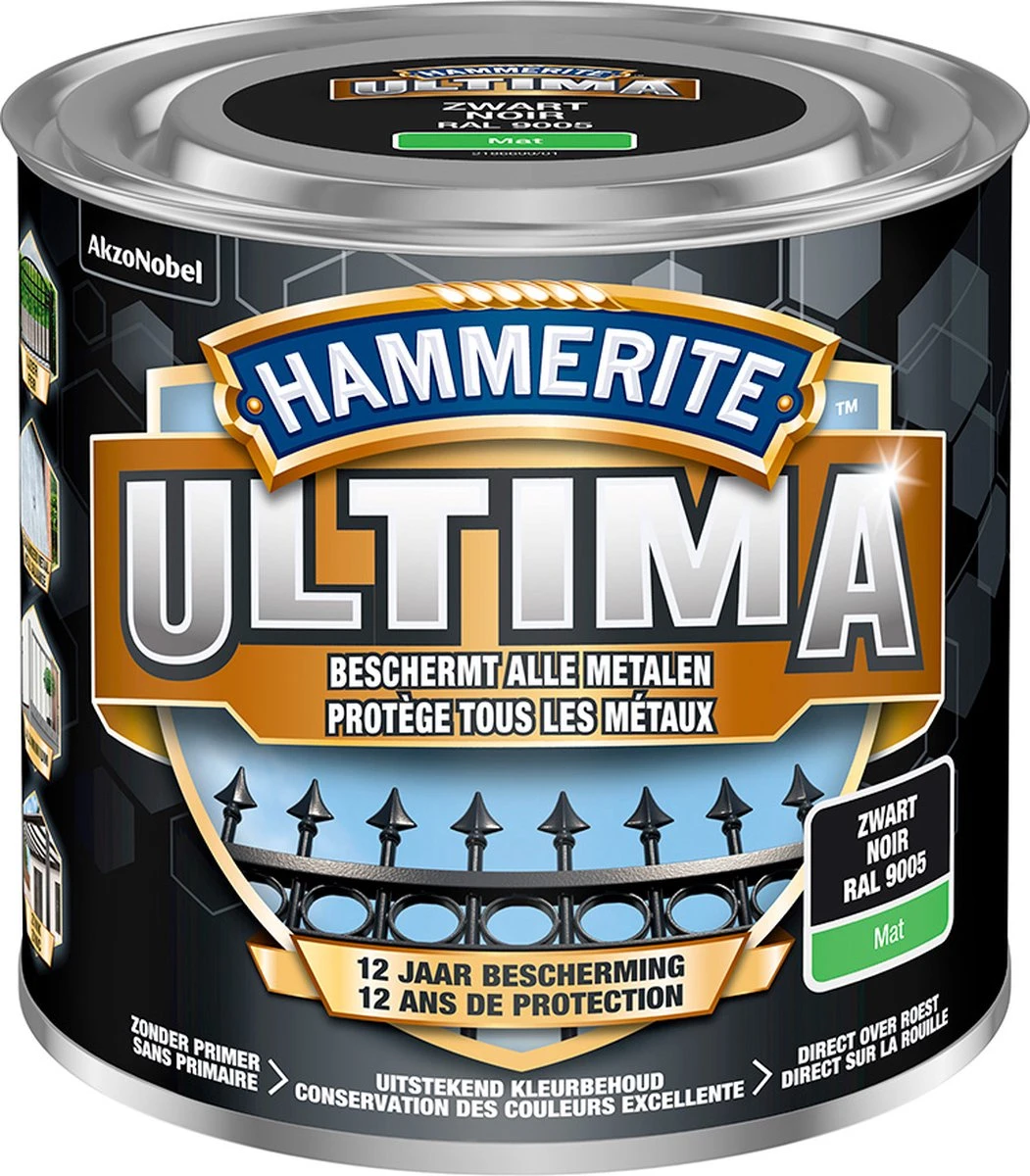 Hammerite Ultima Metaallak - Mat - Zwart - 750 Ml 7 Hammerite Ultima Metaallak - Mat - Zwart - 750 Ml - Afbeelding 5
