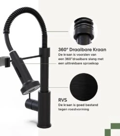 Noswo Keukenkraan Met Uittrekbare Uitloop - Keukenmengkraan - Handdouche - Flexibele Slang - Zwart -WerkPro Verkoopwinkel 1056x1200 2