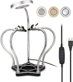 Allteq - Derde Hand - Soldeerhulp - Loep - 3/5x Vergroting - 5 Krokodilklemmen - Led