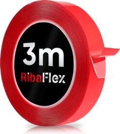 Ribaflex®- Dubbelzijdig Tape - Montagetape - Extra Sterk - Herbruikbaar - Rood - Transparant - 3m X 15mm