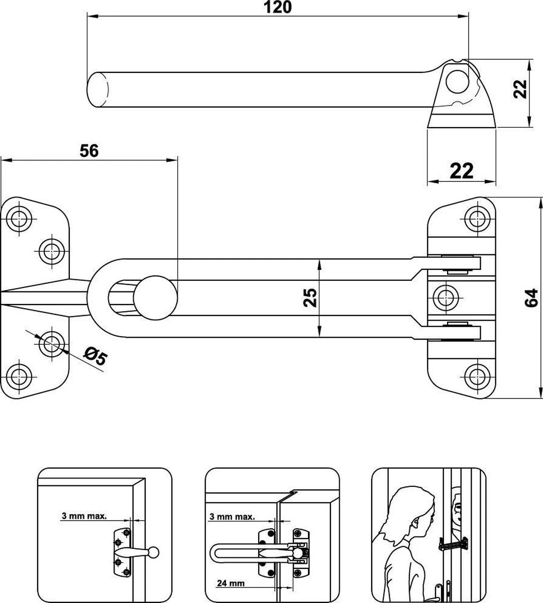 AMIG Kierstandhouder Binnendraaiend - Zamak - 120mm – Satijn Nikkel 6 AMIG Kierstandhouder Binnendraaiend - Zamak - 120mm – Satijn Nikkel - Afbeelding 4