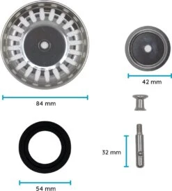 Korfplug Voor De Keuken 84 Mm - Afvoerplug - Afvoerstop - Universeel - Spoelbak Zeef - Ontstopper - Zeef - Gootsteen Plug - 1 Stuk - RVS -WerkPro Verkoopwinkel 1082x1200 1