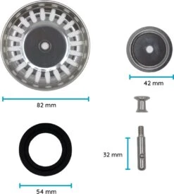 Korfplug Voor De Keuken 82 Mm - Afvoerplug - Afvoerstop - Universeel - Spoelbak Zeef - Ontstopper - Zeef - Gootsteen Plug - 1 Stuk - RVS -WerkPro Verkoopwinkel 1082x1200
