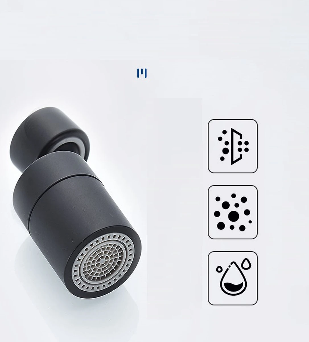 Merkloos Waterbesparende Kraankop - Zwart - Mat Zwart - Met Verschillende Opzetstukken – Roterende Kraankop – 2 Standen - 360 Graden - Kraan Opzetstuk 6 Merkloos Waterbesparende Kraankop - Zwart - Mat Zwart - Met Verschillende Opzetstukken – Roterende Kraankop – 2 Standen - 360 Graden - Kraan Opzetstuk - Afbeelding 4