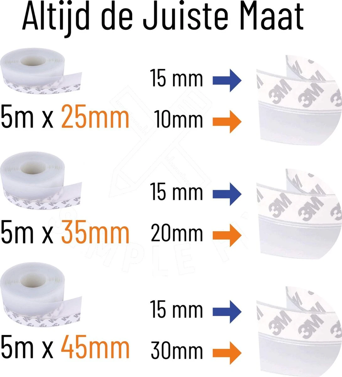 Simple Fix Tochtstrip - 500cm X 2.5cm - Tochtstrips Voor Deuren - Tochtstopper - Tochtrol - Tochtband - Tochthond - Zelfklevend En Isolerend 6 Simple Fix Tochtstrip - 500cm X 2.5cm - Tochtstrips Voor Deuren - Tochtstopper - Tochtrol - Tochtband - Tochthond - Zelfklevend En Isolerend - Afbeelding 4