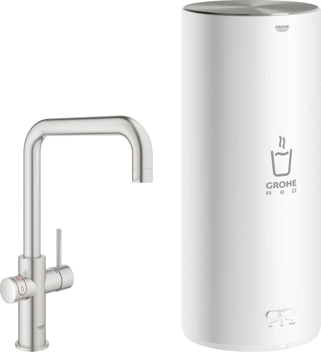 GROHE Red 3IN1 Kokendwaterkraan - U Uitloop - 7L Boiler - Mengventiel – RVS (supersteel) 4 GROHE Red 3IN1 Kokendwaterkraan - U Uitloop - 7L Boiler - Mengventiel – RVS (supersteel) - Afbeelding 2