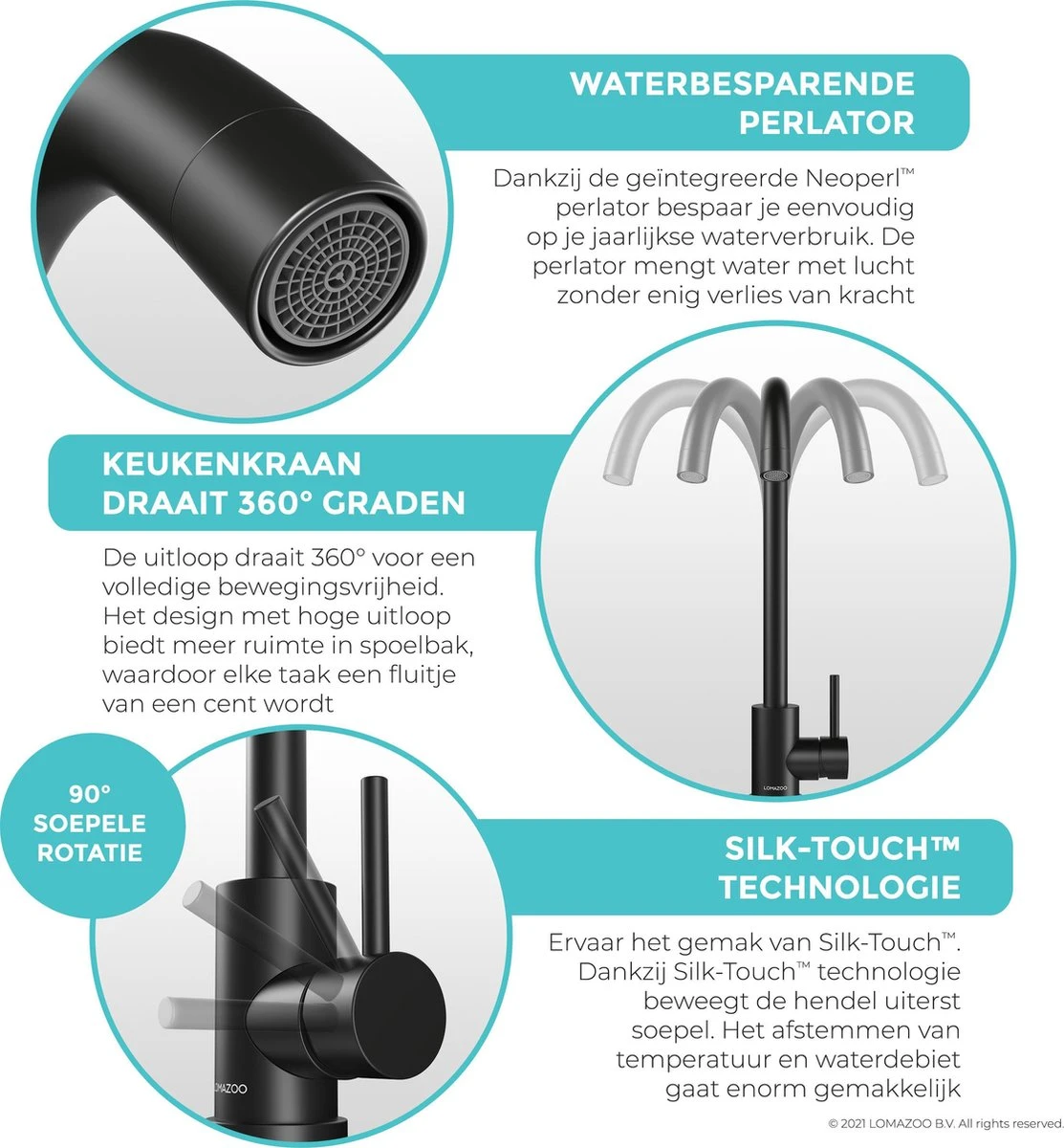 LOMAZOO Keukenkraan Zwart - Kraan Keuken - Zwarte Keukenkraan Titan 12 LOMAZOO Keukenkraan Zwart - Kraan Keuken - Zwarte Keukenkraan Titan - Afbeelding 10