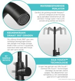 LOMAZOO Thyone Keukenkraan Zwart - Zwarte Kraan - Zwarte Keukenkraan - Mengkraan Keuken - Kraan Keuken -WerkPro Verkoopwinkel 1113x1200 7