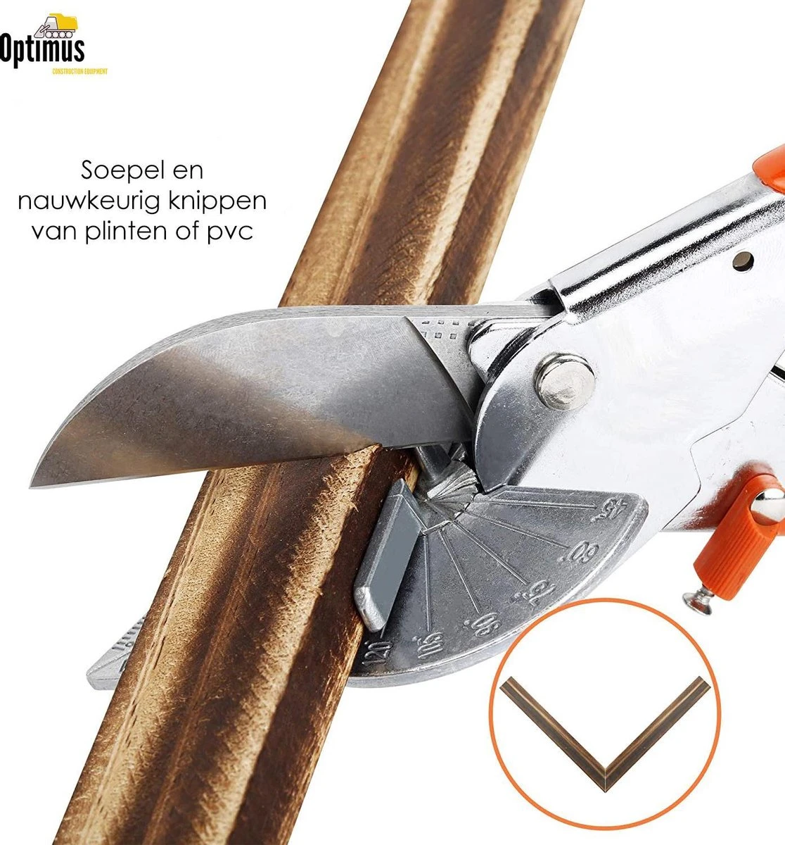 Optimus Professionele Plintenschaar / Verstekschaar 45°-135° - Verbeterd Model - RVS - Plintentang - Plintenknipper - Laminaatknipper 8 Optimus Professionele Plintenschaar / Verstekschaar 45°-135° - Verbeterd Model - RVS - Plintentang - Plintenknipper - Laminaatknipper - Afbeelding 6