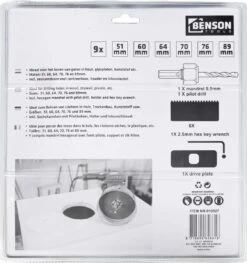 Benson Gatenzaag Set 51, 60, 64, 70, 76 En 89 Mm - 9 Delig -WerkPro Verkoopwinkel 1127x1200