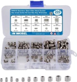 MMOBIEL 200 St. DIN916 Roestvrij Stalen M3 M4 M5 M6 M8 Inbussleutel Schroeven Set