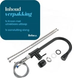 Belnea Keukenkraan Met Uittrekbare Uitloop - Zwart- Incl. Aansluit Slangen - RVS - Mengkraan - Zwart -WerkPro Verkoopwinkel 1139x1200 5