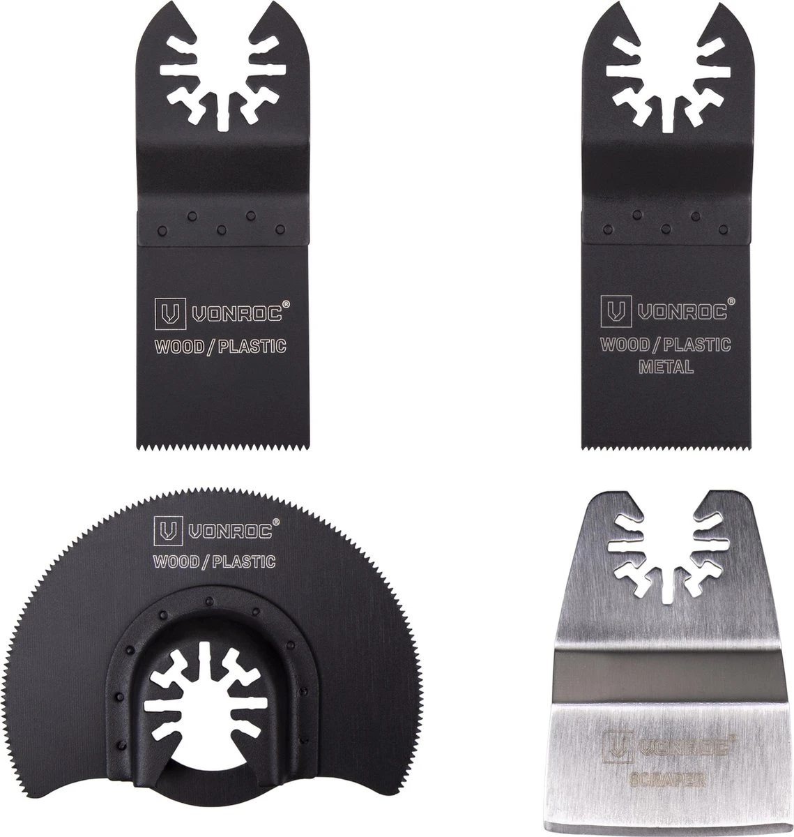 VONROC Accessoireset Voor Oscillerende Multitools – 4 Stuks; Hout, Metaal, Gipskarton & Kunststof 3 VONROC Accessoireset Voor Oscillerende Multitools – 4 Stuks; Hout, Metaal, Gipskarton & Kunststof