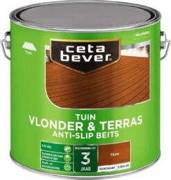 CetaBever Tuin Vlonder & Terras Beits - Anti Slip - Teak - 2,5 Liter