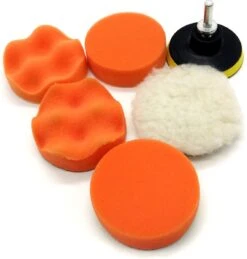 Merkloos Polijstset 7-delig Voor Op De Boormachine Schijven Circa 75mm Diameter