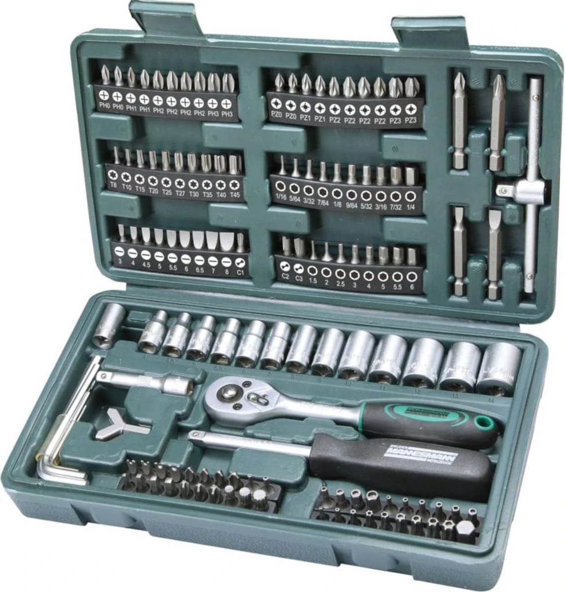 Brüder Mannesmann 29166 Dopsleutelset Metrisch 1/4 (6.3 Mm) 130-delig 3 Brüder Mannesmann 29166 Dopsleutelset Metrisch 1/4 (6.3 Mm) 130-delig