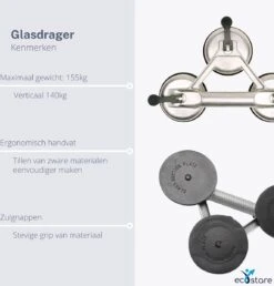 Professionele Aluminium Zuignap - Glasdrager - Glasplaatdrager - Tegelzuignap - Drie Zuignappen - 155 Kg 7 Professionele Aluminium Zuignap - Glasdrager - Glasplaatdrager - Tegelzuignap - Drie Zuignappen - 155 Kg -WerkPro Verkoopwinkel 1147x1200 6