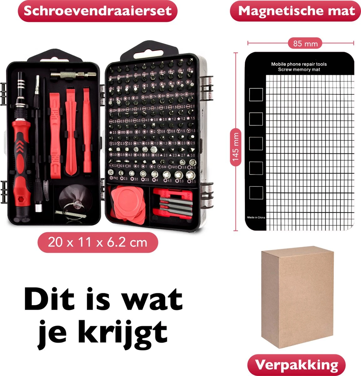 Dieux® - 125 Delige Precisie Schroevendraaierset - Rood - Magnetisch - Schroevendraaier - Gereedschapset - Bidset - Gereedschap - Reparatie - Werkbank - Opbergbox - Pasen 9 Dieux® - 125 Delige Precisie Schroevendraaierset - Rood - Magnetisch - Schroevendraaier - Gereedschapset - Bidset - Gereedschap - Reparatie - Werkbank - Opbergbox - Pasen - Afbeelding 7