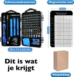 Dieux® - 125 Delige Precisie Schroevendraaierset - Blauw - Magnetisch - Schroevendraaier - Gereedschapset - Bitset - Gereedschap - Reparatie - Werkbank - Gereedschapskoffer - Opbergbox - Pasen -WerkPro Verkoopwinkel 1153x1200 14