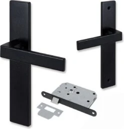 Eliot Blind Incl. Loopslot - Deurklink Set - Insteekslot - Mat Zwart - Rechthoekig Model - Complete Set