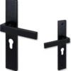 Deurklink Met Profielcilinder - 55mm - Eliot Serie Op Schild - Mat Zwart - Complete Set