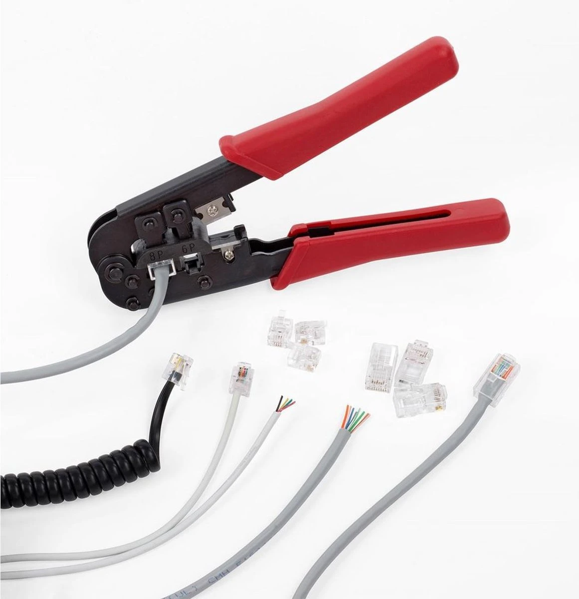 GS Krimptang Geïsoleerd - UTP Tang - Adereindhulstang - Perstang - Incl. 8 UTP-connectoren 4 GS Krimptang Geïsoleerd - UTP Tang - Adereindhulstang - Perstang - Incl. 8 UTP-connectoren - Afbeelding 2