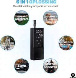 Vulpes Tech® 6-in-1 Compressor Bandenpomp - Elektrische Fietspomp Met Touchscreen - Voor Auto, Scooter, Fiets, Bal En Luchtbed - Inclusief 7 Opzetstukken, Zaklamp & Reistas -WerkPro Verkoopwinkel 1165x1200 5