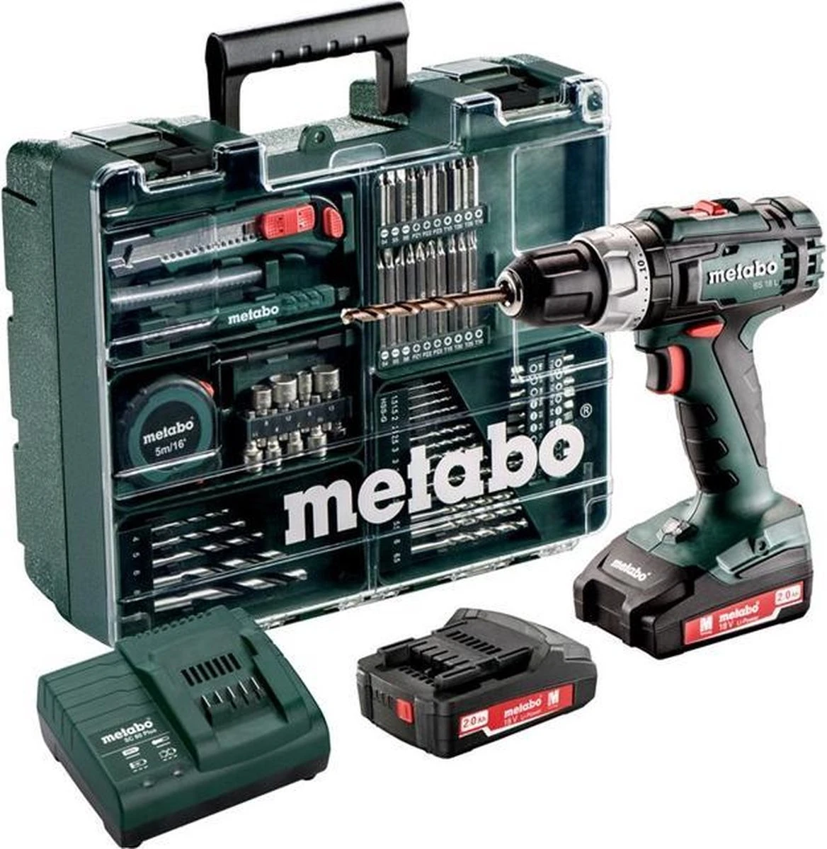 Metabo BS 18 L 18V Li-Ion Accu Schroef-/boormachine Set (2x 2,0Ah Accu) In Koffer Incl. 73-delige Accessoires Set 3 Metabo BS 18 L 18V Li-Ion Accu Schroef-/boormachine Set (2x 2,0Ah Accu) In Koffer Incl. 73-delige Accessoires Set