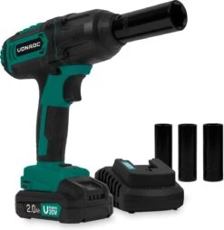 VONROC Accu Slagmoersleutel 20V – 4 Standen: 100/200/300/400Nm - Incl. 4 Moerdoppen – Geschikt Voor Het Verwisselen Van Wielbouten En -moeren - Incl. 2.0Ah Accu En Snellader