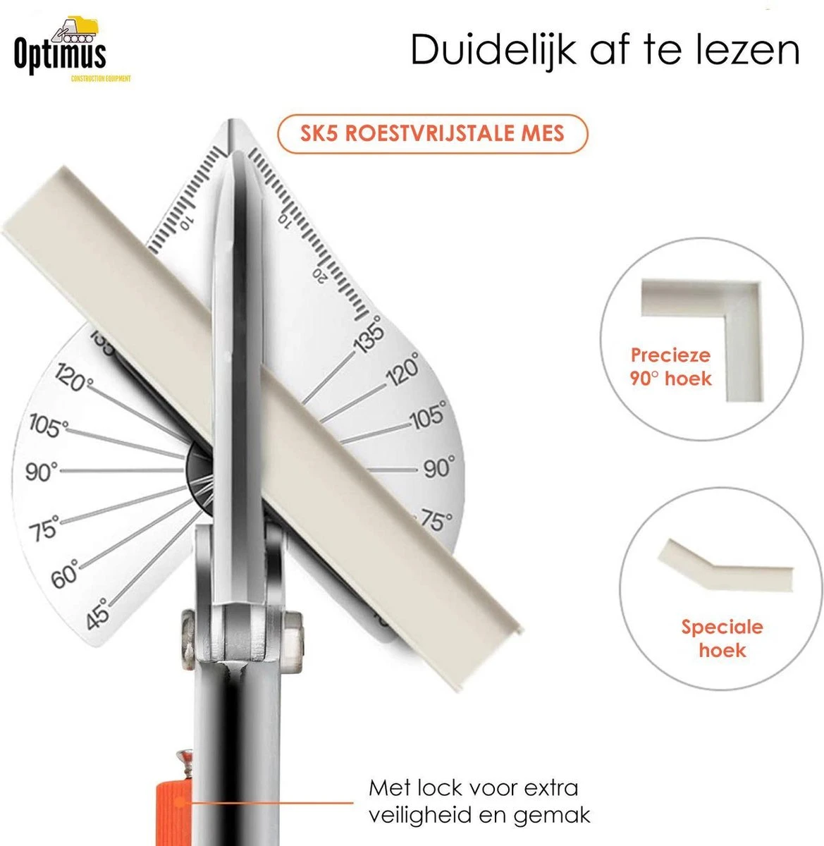 Optimus Professionele Plintenschaar / Verstekschaar 45°-135° - Verbeterd Model - RVS - Plintentang - Plintenknipper - Laminaatknipper 5 Optimus Professionele Plintenschaar / Verstekschaar 45°-135° - Verbeterd Model - RVS - Plintentang - Plintenknipper - Laminaatknipper - Afbeelding 3