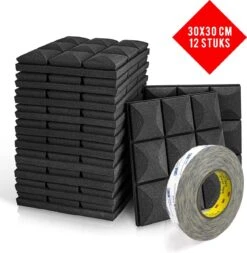 Brute Strength - Isolatieplaten - Inclusief Zelfklevende Tape - 30x30x5 Cm - Mushroom - 12 Stuks - Geluidsisolatie - Geluidsdemper Wandpaneel - Akoestisch Wandpaneel