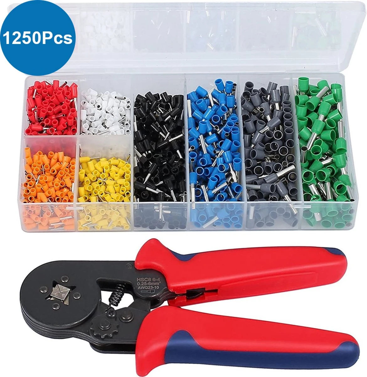 MMOBIEL 1250 Stuks Voorgesorteerde Professionele Set Adereindhulzen Met Krimptang Vierkant 4 MMOBIEL 1250 Stuks Voorgesorteerde Professionele Set Adereindhulzen Met Krimptang Vierkant - Afbeelding 2