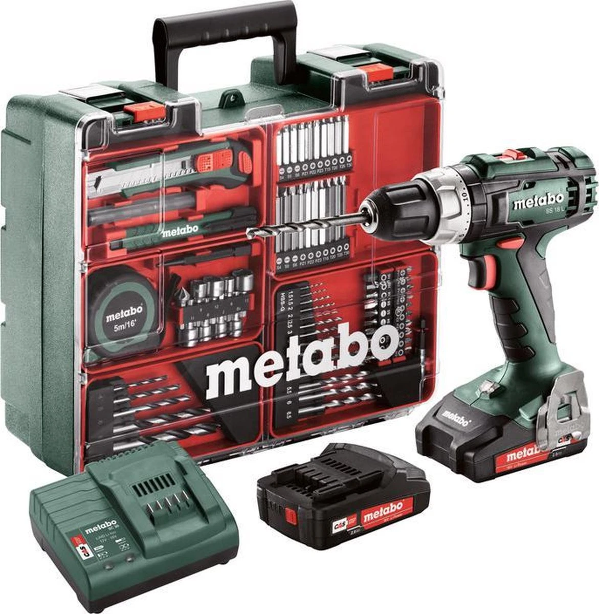 Metabo BS 18 L 18V Li-Ion Accu Schroef-/boormachine Set (2x 2,0Ah Accu) In Koffer Incl. 73-delige Accessoires Set 4 Metabo BS 18 L 18V Li-Ion Accu Schroef-/boormachine Set (2x 2,0Ah Accu) In Koffer Incl. 73-delige Accessoires Set - Afbeelding 2