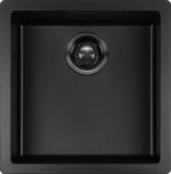 Zwarte Spoelbak Mizzo Ambro Composiet 40x40CM - Wasbak - Onderbouw/Opbouw - Gootsteen Zwart