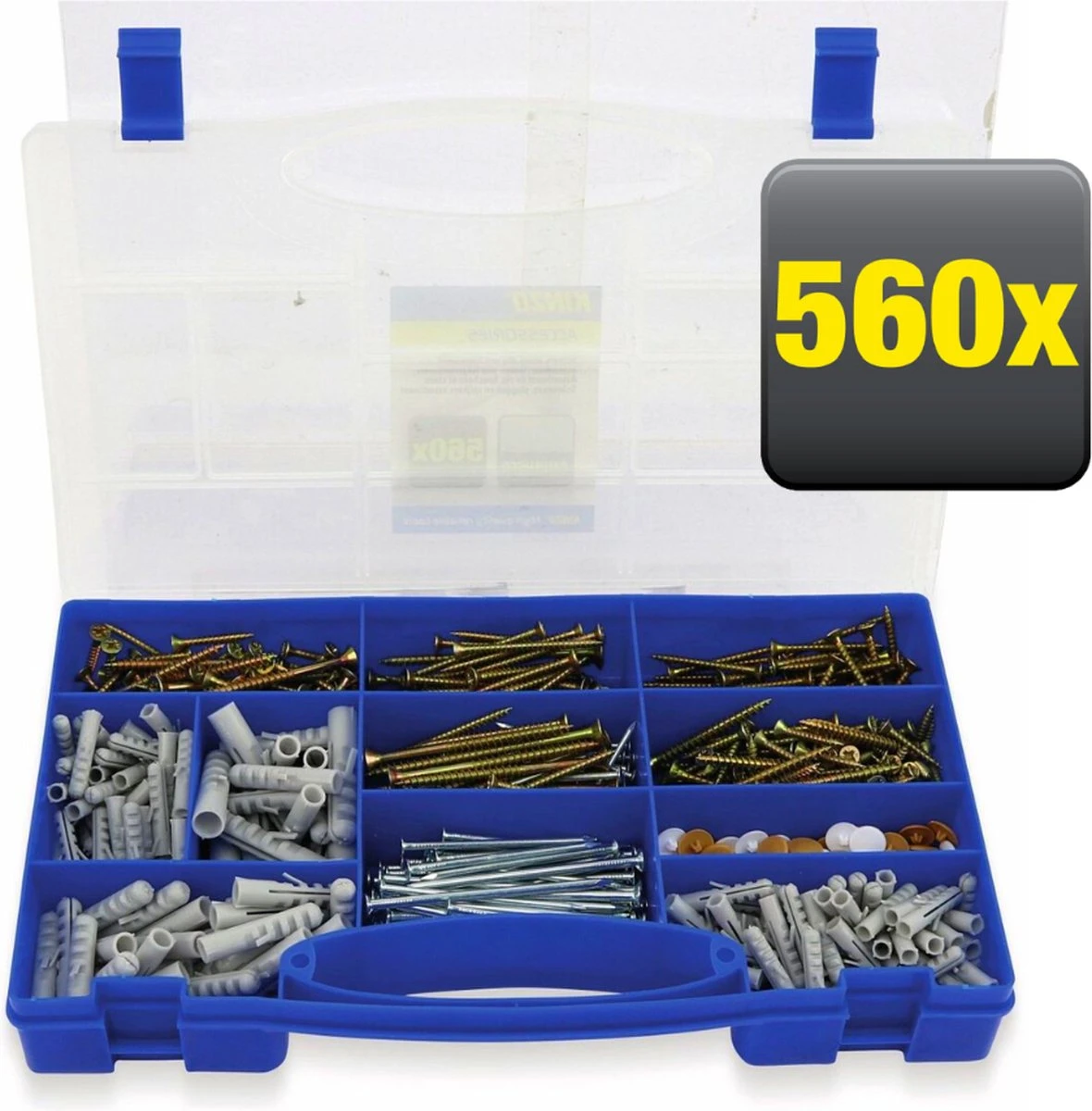 Set Schroeven, Pluggen En Spijkers - 560-delig - Gegalvaniseerd - In Opbergkoffer 4 Set Schroeven, Pluggen En Spijkers - 560-delig - Gegalvaniseerd - In Opbergkoffer - Afbeelding 2