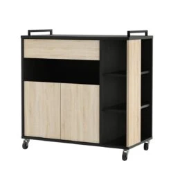 Keukentrolley-Magnetronkast Eiken/zwart Op Wielen Indus -WerkPro Verkoopwinkel 1182x1200 12