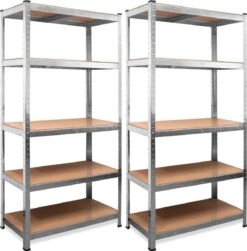 Monzana Stellingkast Metaal – 2 Stuks 5 Planken - Tot 875kg Zilver