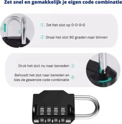 AdroitGoods TSA Cijferslot 4 Cijferig - Zwart - Koffersloten - Kofferslot - Bagageslot - Reisslot - Kabelslot - Hangslot - Bagageslotjes - Backpackslot - Multifunctioneel -WerkPro Verkoopwinkel 1183x1200 4