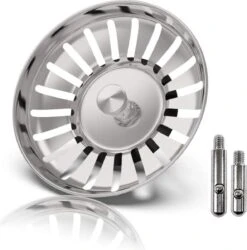 RVS Korfplug Afvoerplug - Geen Verstopping – Spoelbak Zeef - Afvoerstopper - Korfplug – Gootsteenzeef - 82 Mm