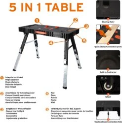 FUXTEC Werkbank - 5in1 - Universele Werkbank, Werkplatform, Steiger, Zaagbok, Transportrol En Werkplaatsrolbord In één - FX-WB -WerkPro Verkoopwinkel 1184x1200 21